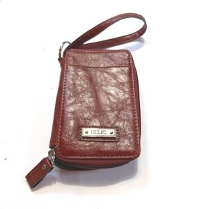 Relic Burgundy Faux Leather Zip Around Wristlet Wallet Organizer Silver Logo